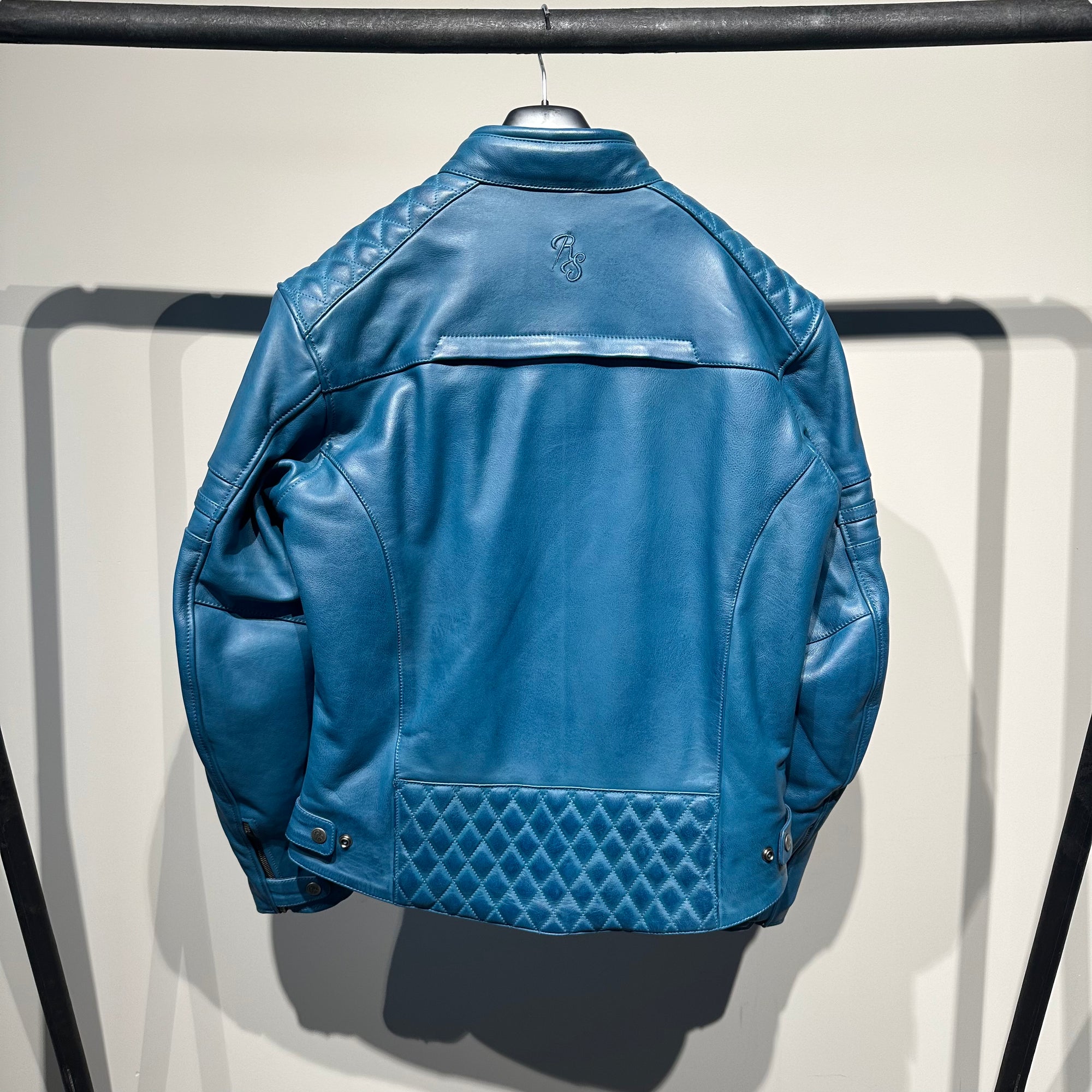 Rusty Stitches Motorjas Leer Blauw (L)